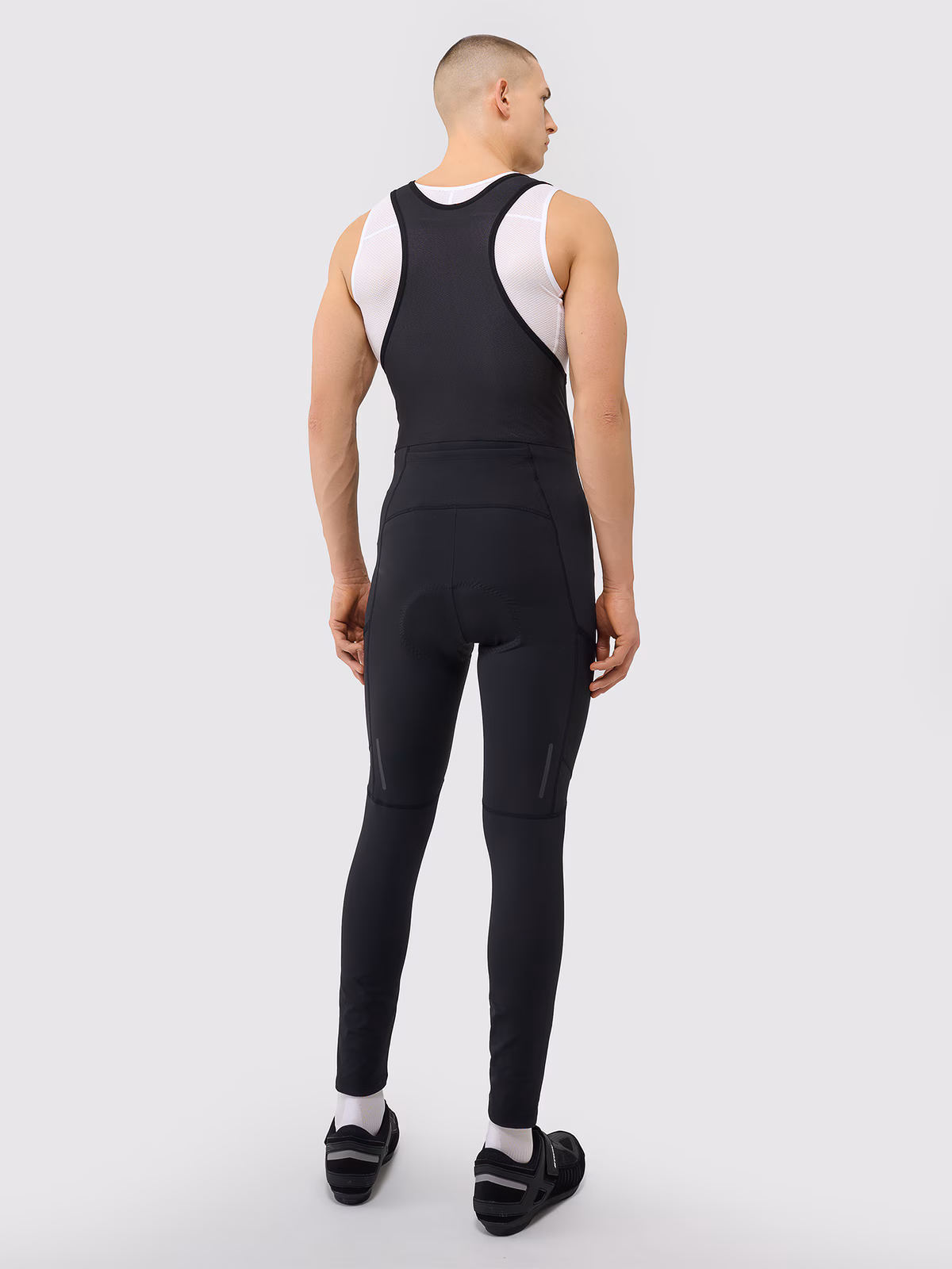 Legginsy rowerowe z żelowo-piankową wkładką i szelkami męskie - czarne