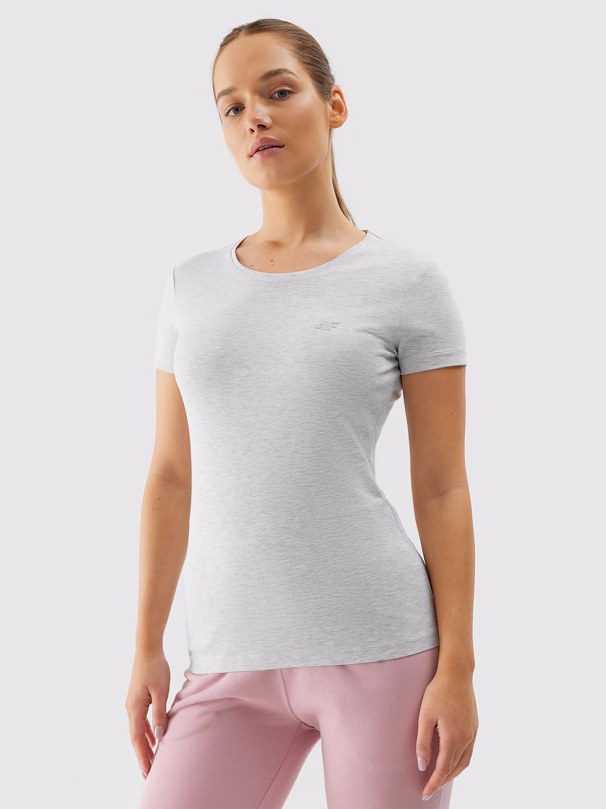 T-shirt slim gładki damski - czerwony