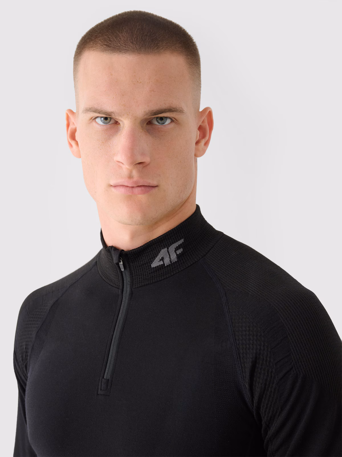 Bielizna termoaktywna bezszwowa z wełną Merino (góra) męska - czarna