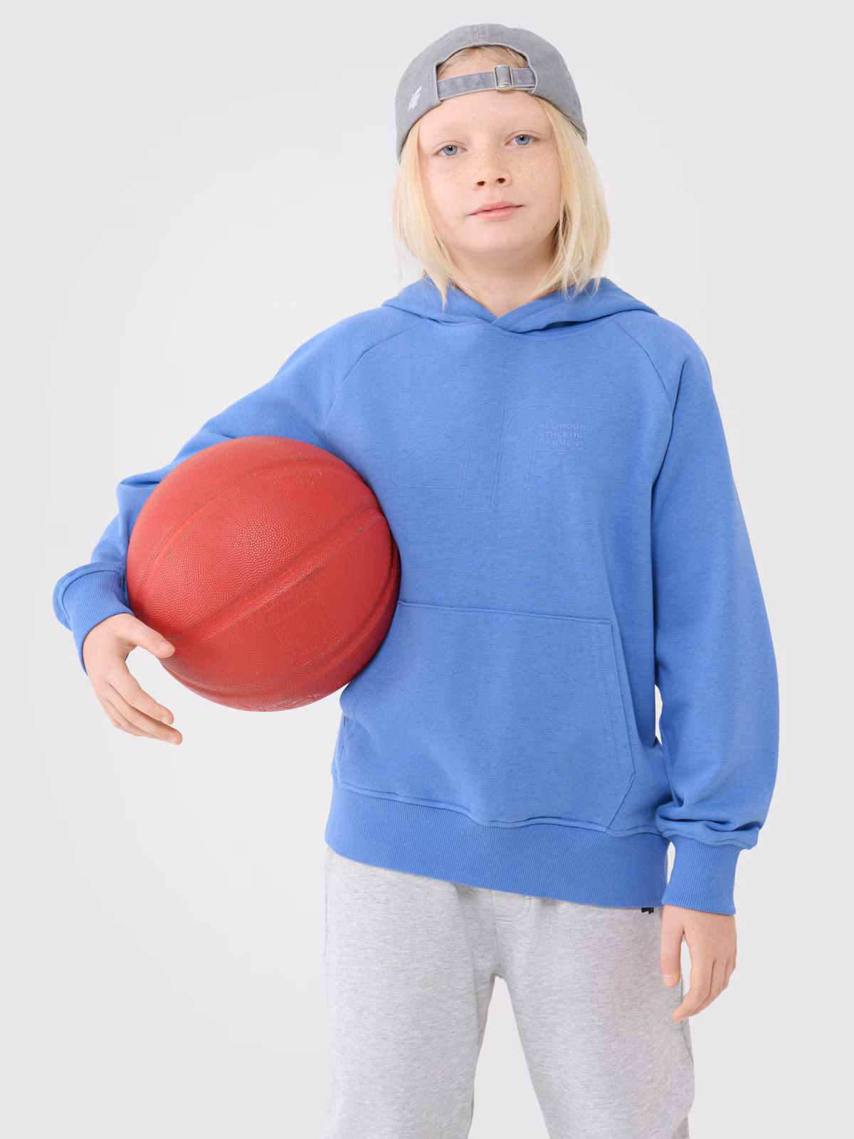 Bluza dresowa nierozpinana z kapturem chłopięca - pomarańczowa