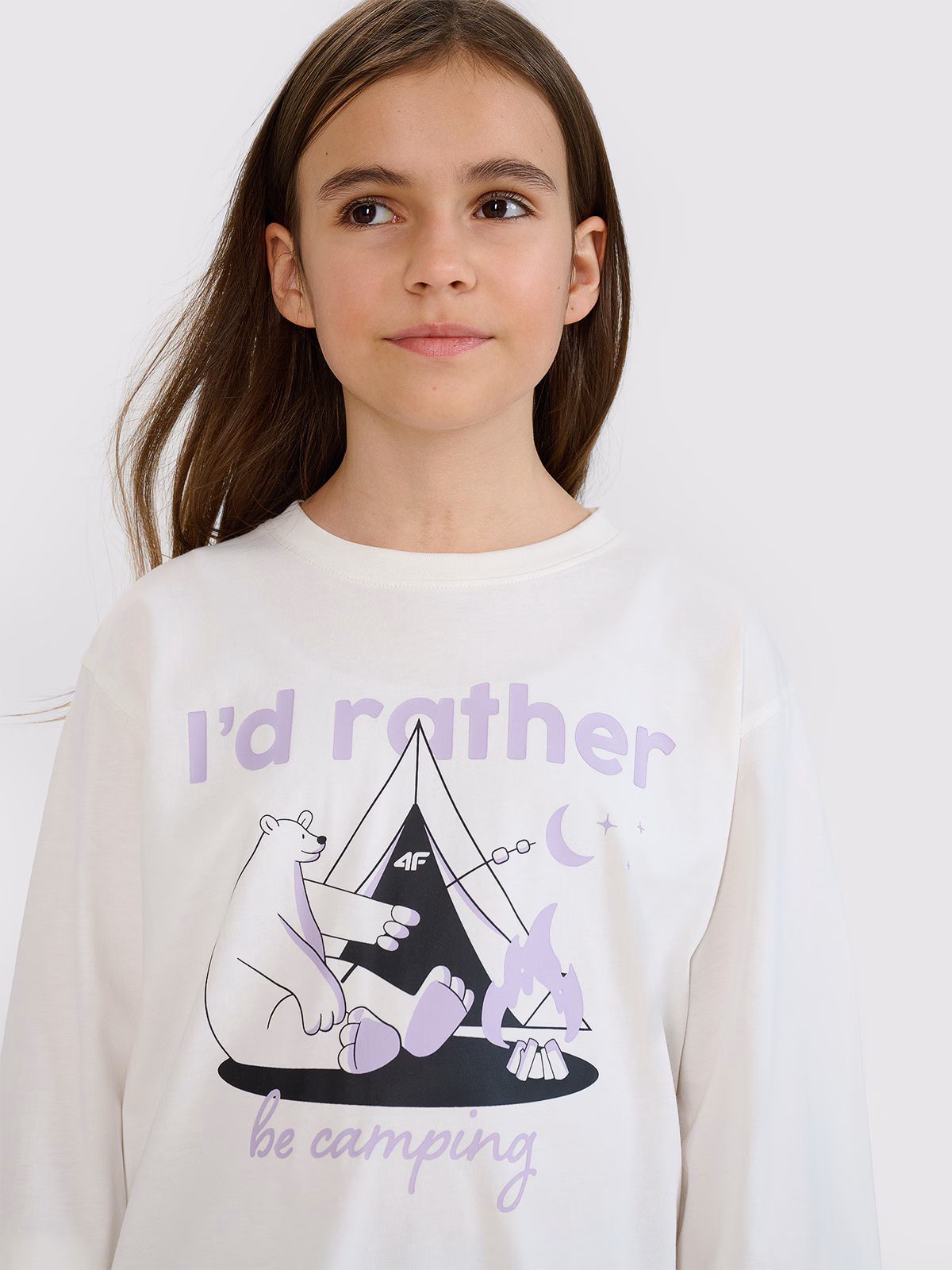 Longsleeve oversize z nadrukiem dziewczęcy - czarny