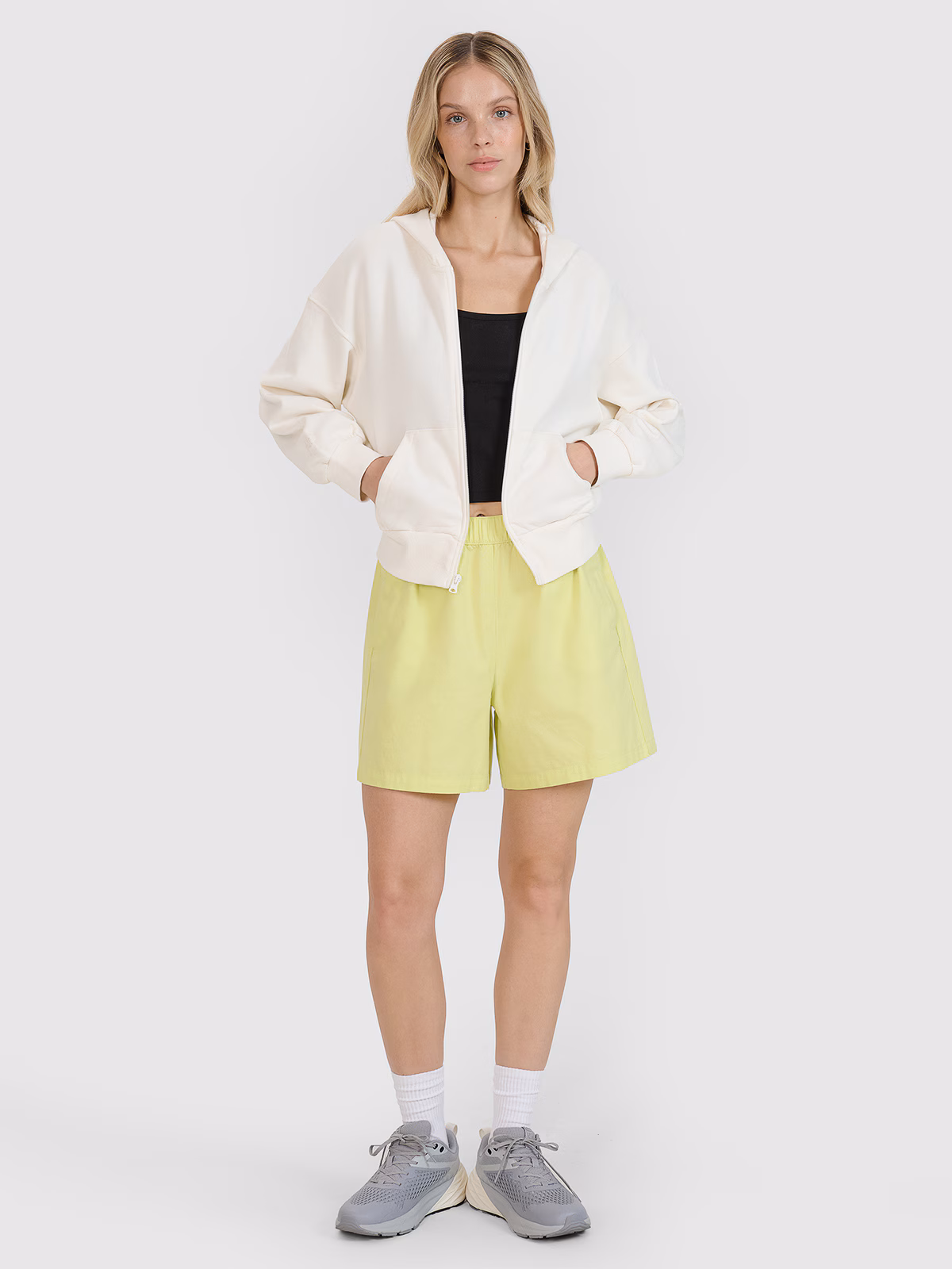 Bluza dresowa rozpinana z kapturem damska - biała