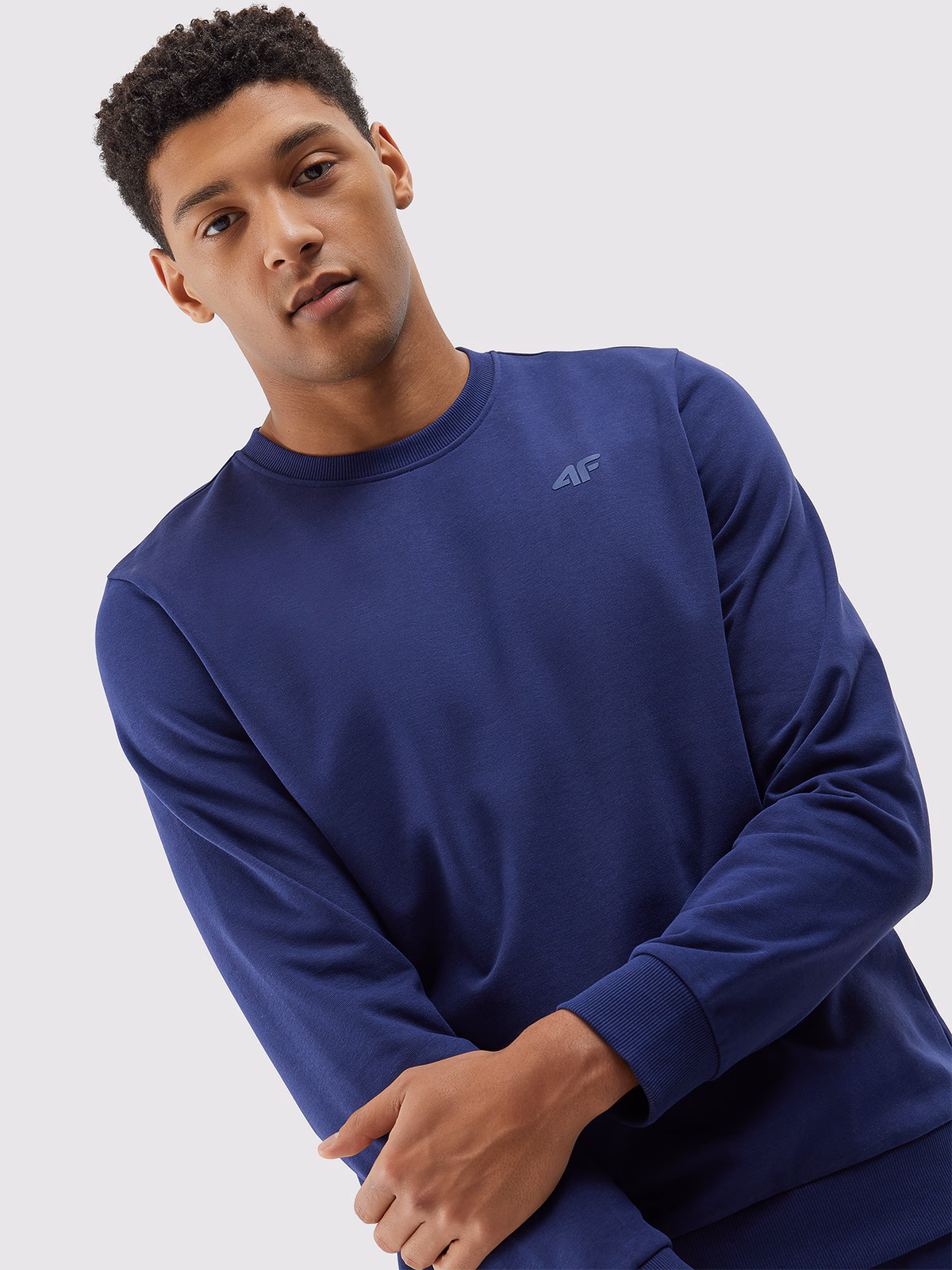 Bluza dresowa nierozpinana bez kaptura męska - granatowa