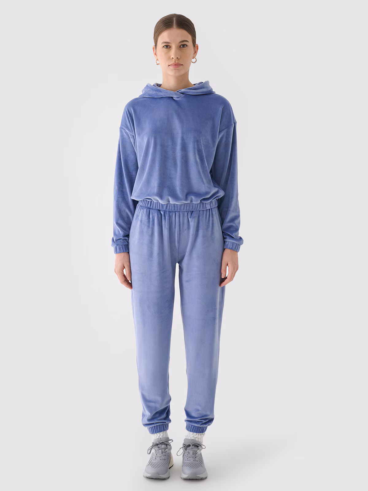 Spodnie dresowe z weluru damskie - granatowe