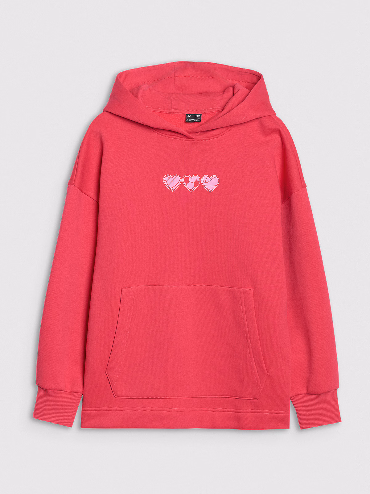 Bluza dresowa nierozpinana z kapturem dziewczęca - czerwona