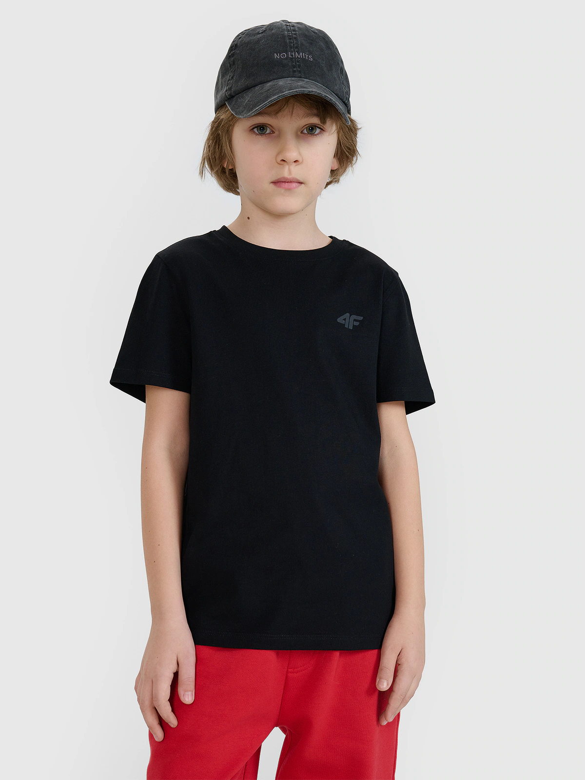 T-shirt regular gładki chłopięcy - czerwony