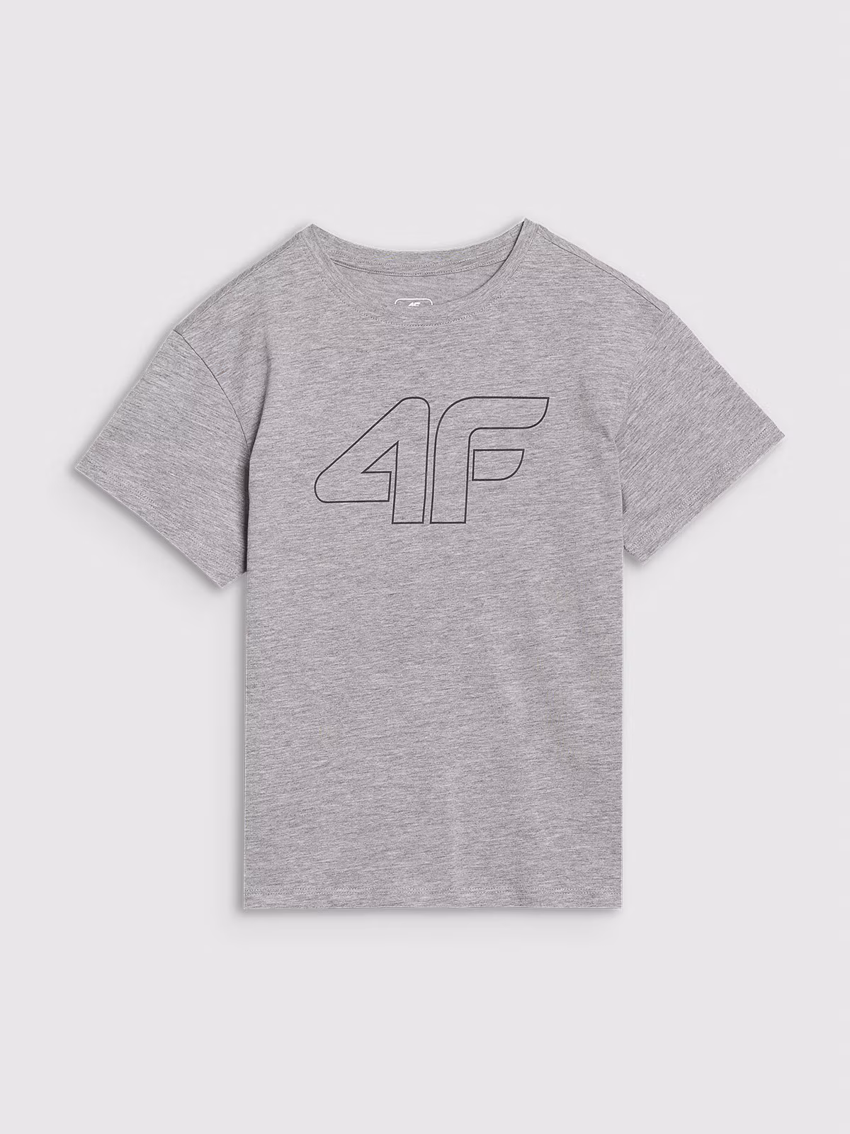 T-shirt oversize z nadrukiem dziewczęcy - szary