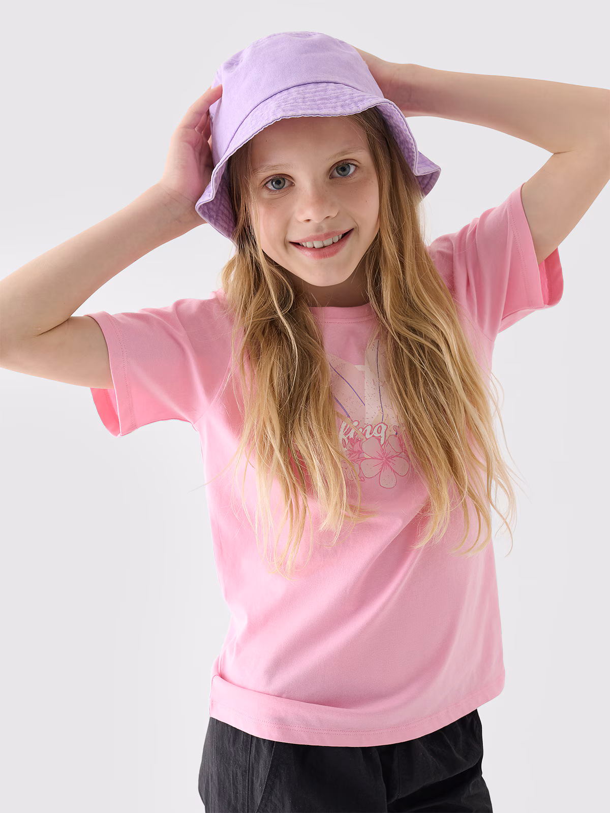 T-shirt regular z nadrukiem dziewczęcy - różowy