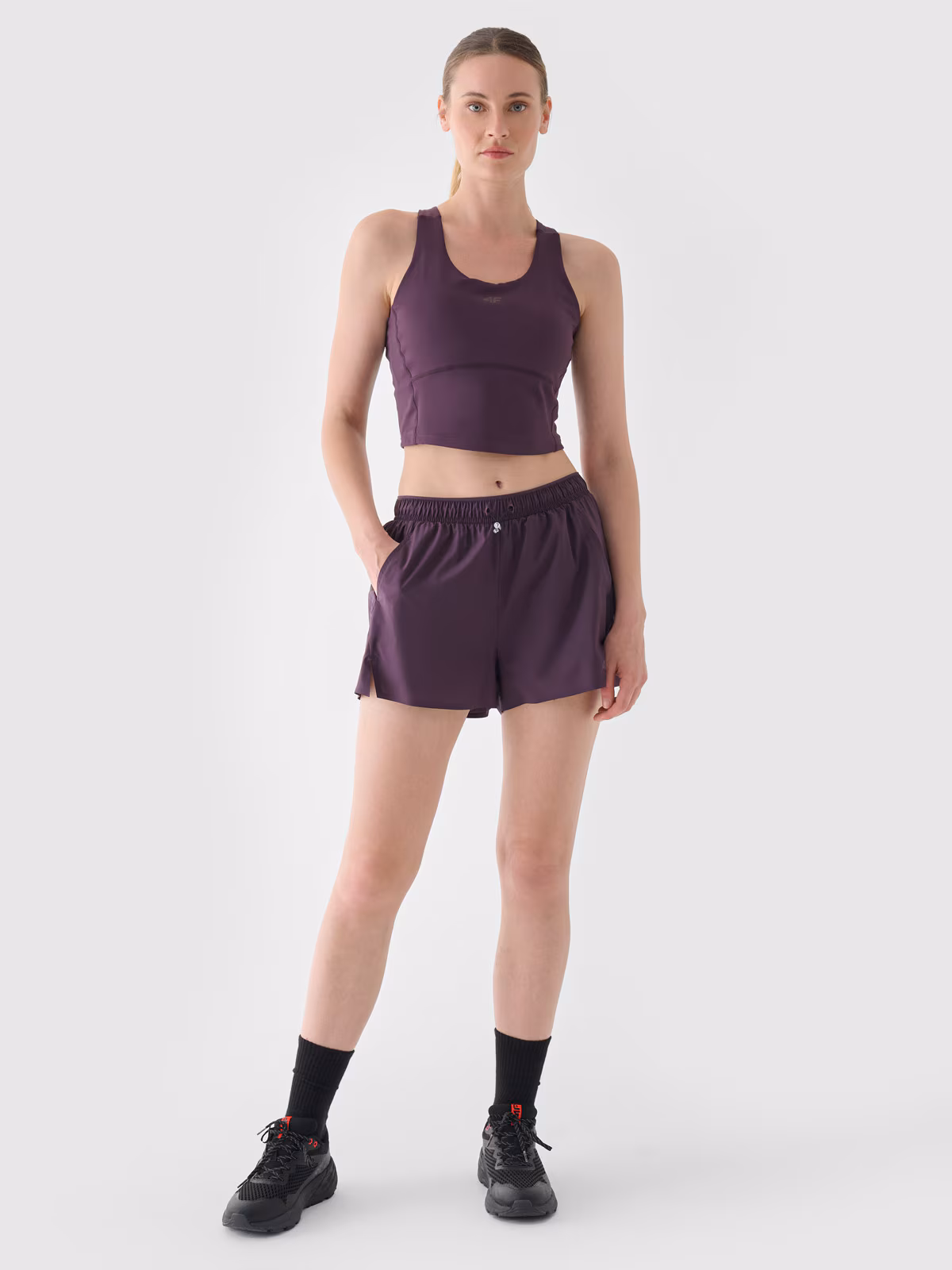 Spodenki do biegania szybkoschnące damskie - fioletowe
