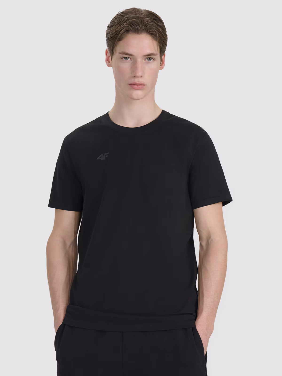 T-shirt regular z nadrukiem męski - czarny