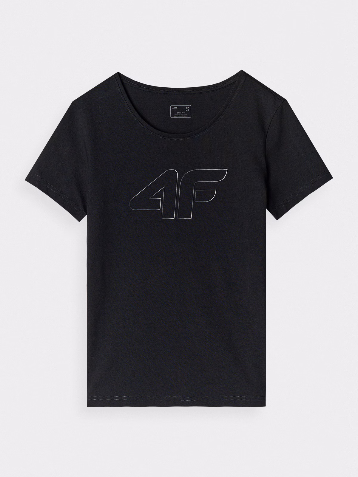 T-shirt slim z nadrukiem damski - niebieski