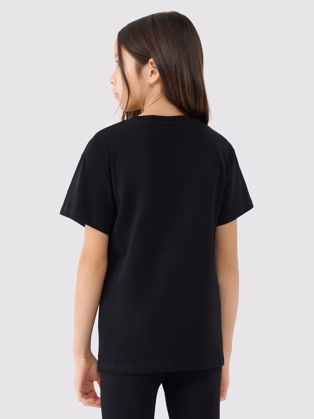 T-shirt oversize z nadrukiem dziewczęcy - szary