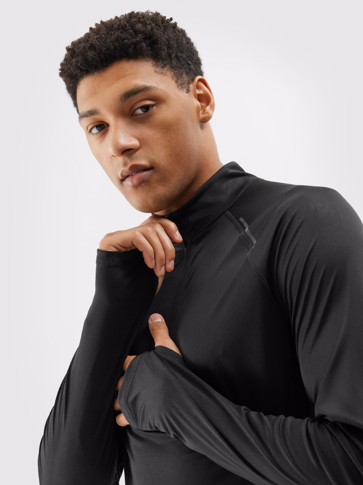 Longsleeve do biegania szybkoschnący męski - czarny