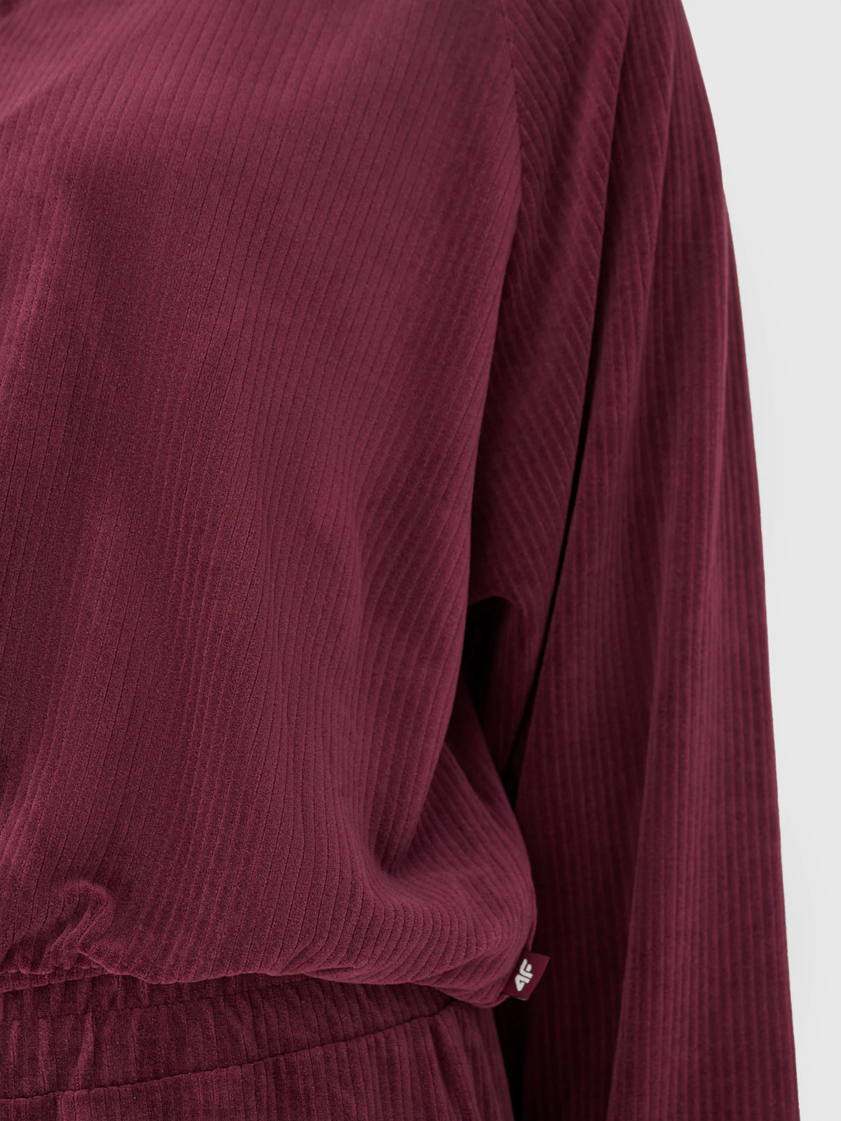 Bluza dresowa z weluru nierozpinana bez kaptura damska - czerwona