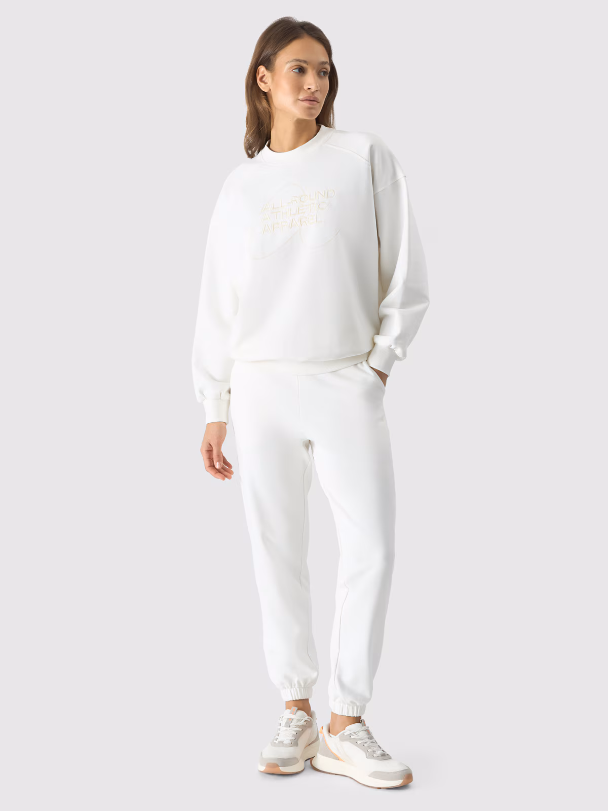 Bluza dresowa nierozpinana bez kaptura damska - biała