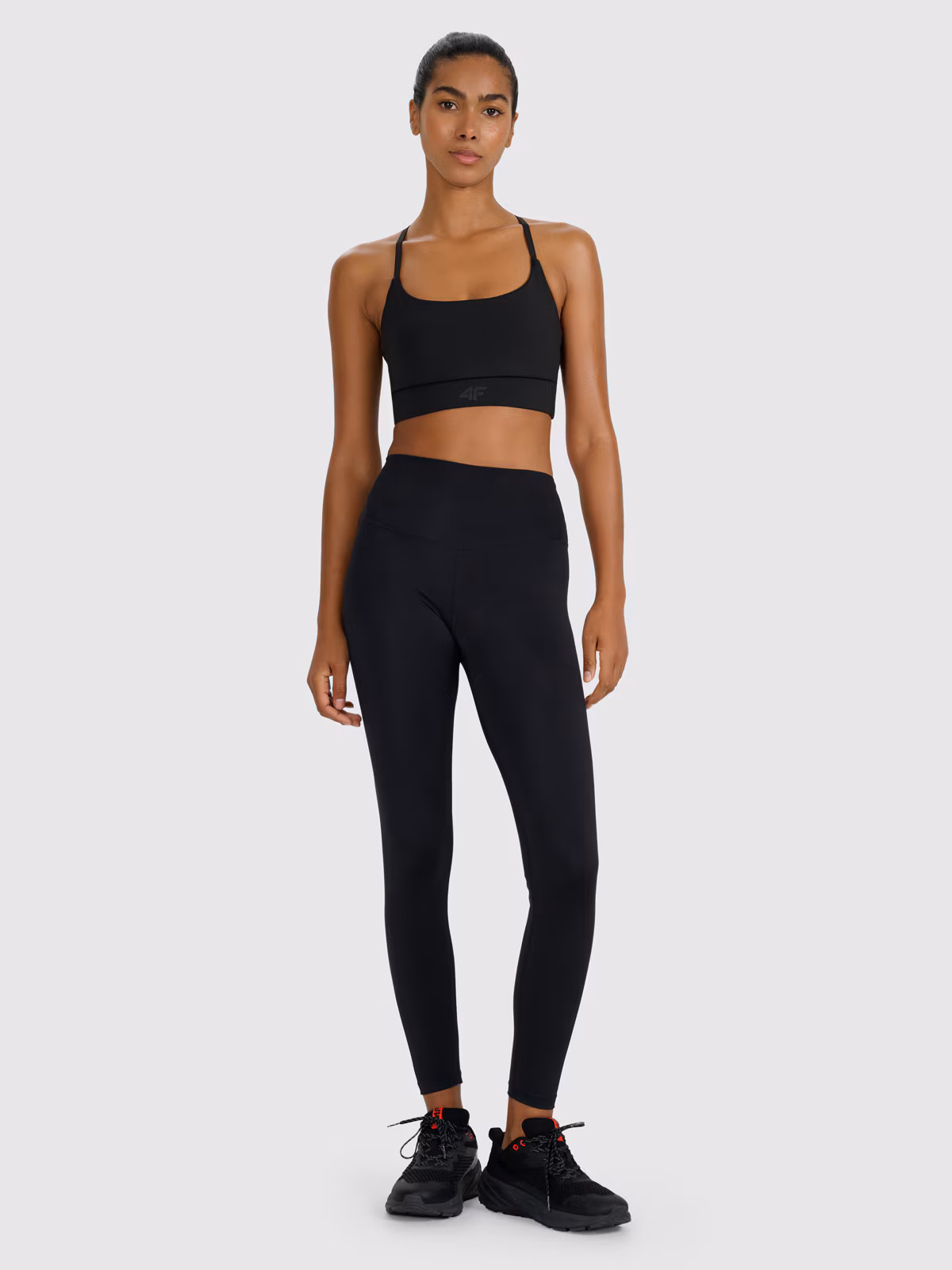 Legginsy treningowe z wysokim stanem damskie - czarne