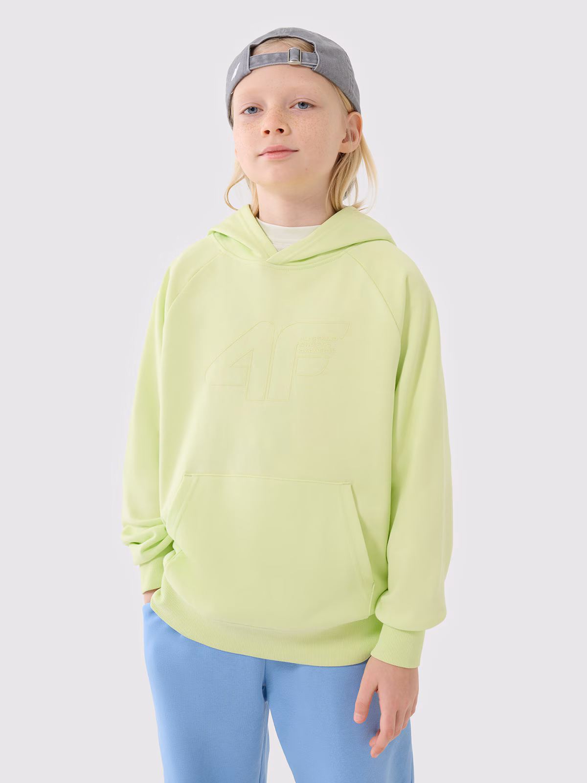 Bluza dresowa nierozpinana z kapturem chłopięca - pomarańczowa