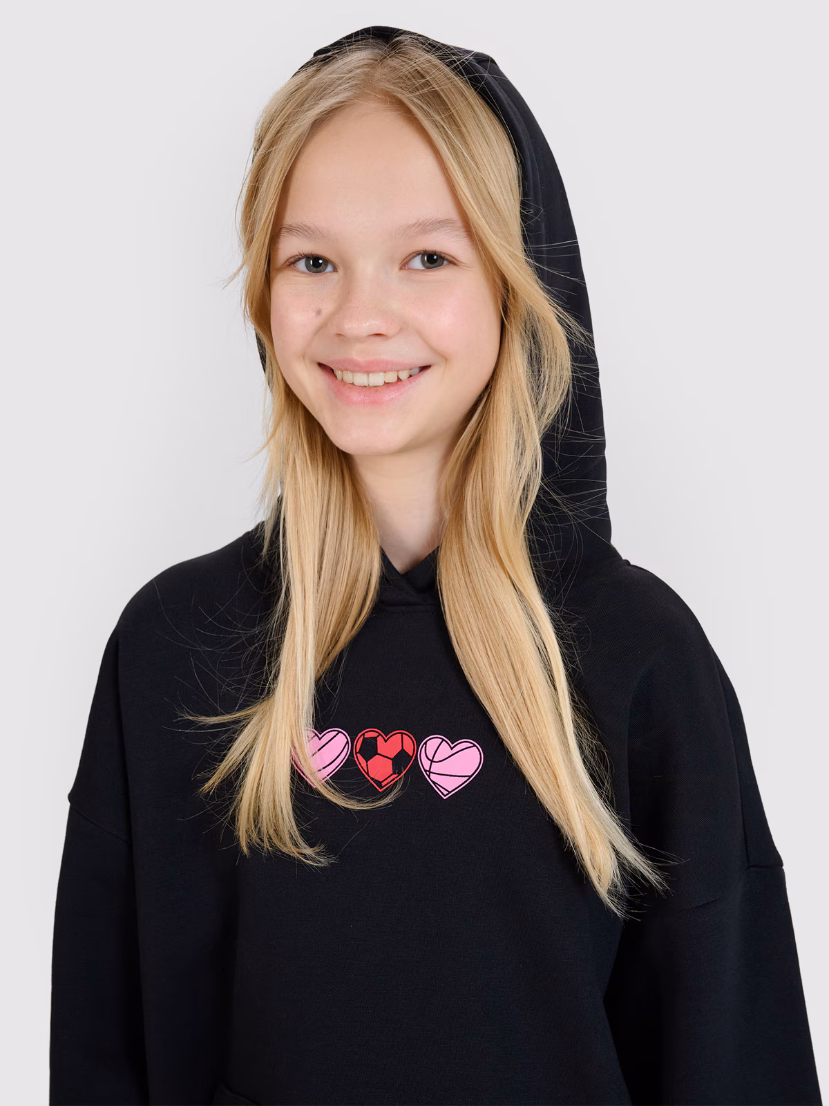 Bluza dresowa nierozpinana z kapturem dziewczęca - czerwona