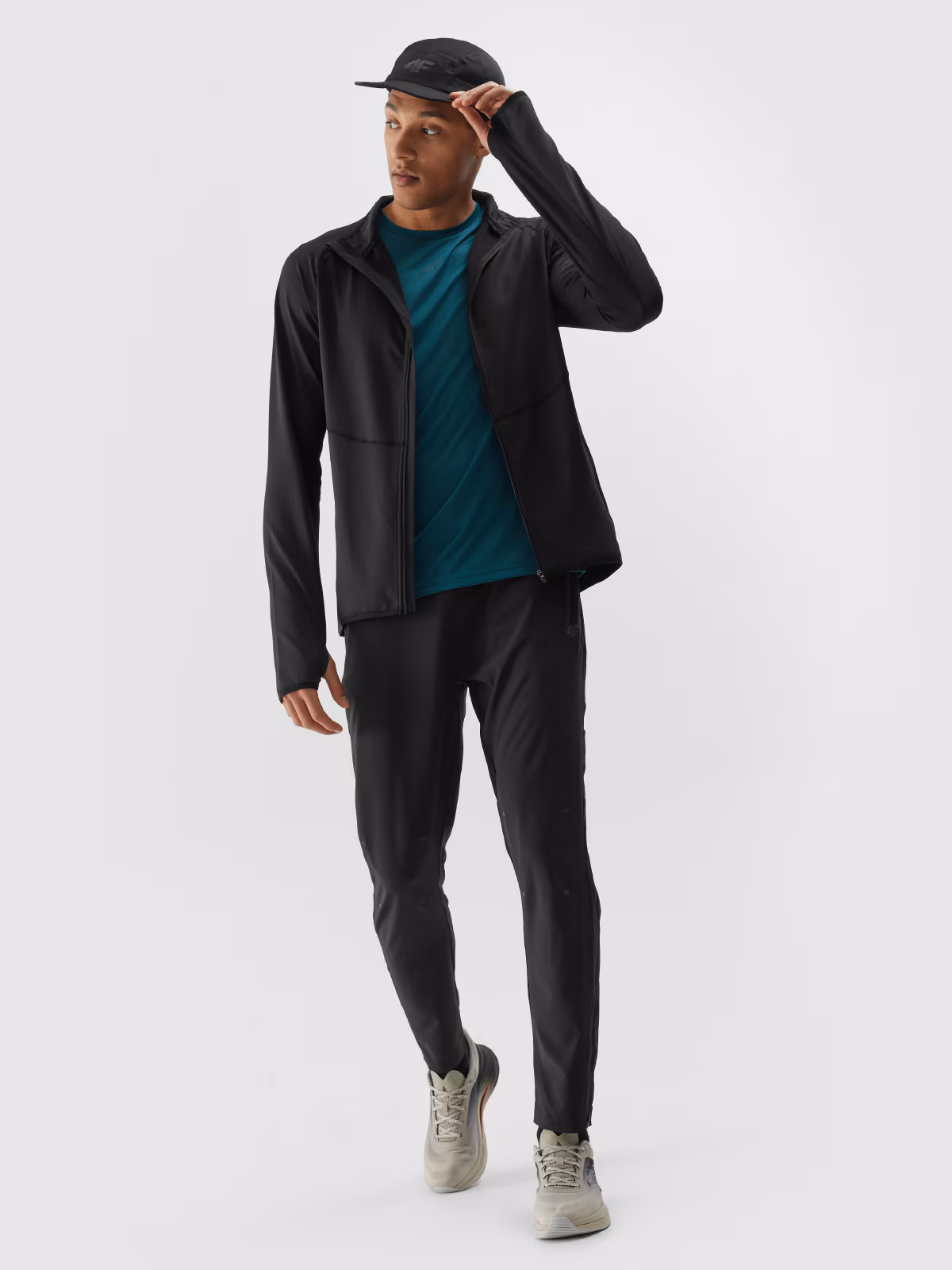 Bluza do biegania rozpinana bez kaptura męska - czarna