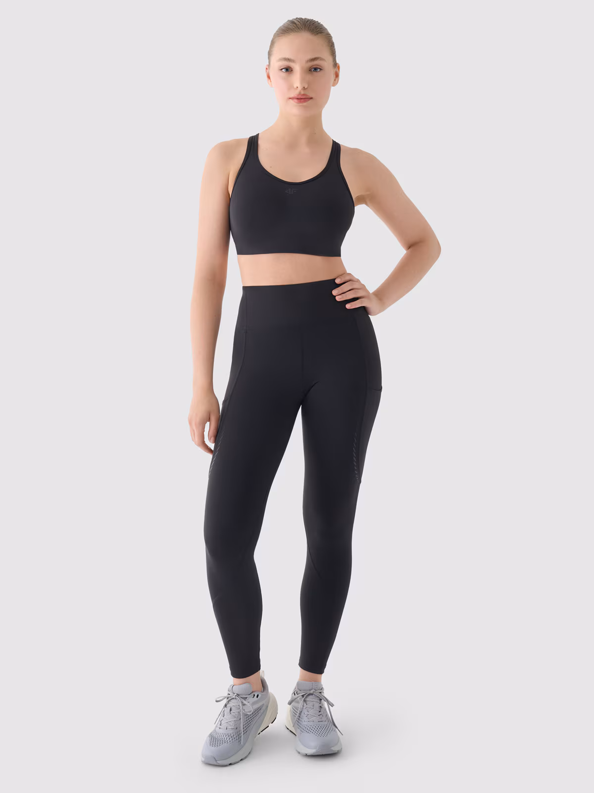 Legginsy do biegania z wysokim stanem damskie - szare