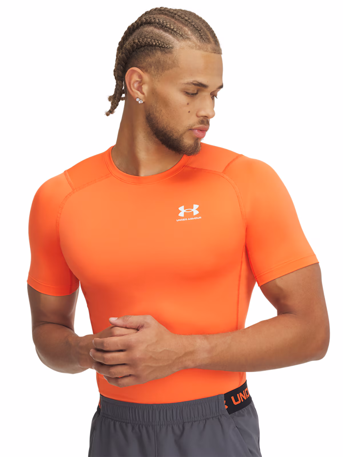 Koszulka treningowa męska Under Armour UA HG Armour Comp SS - pomarańczowa