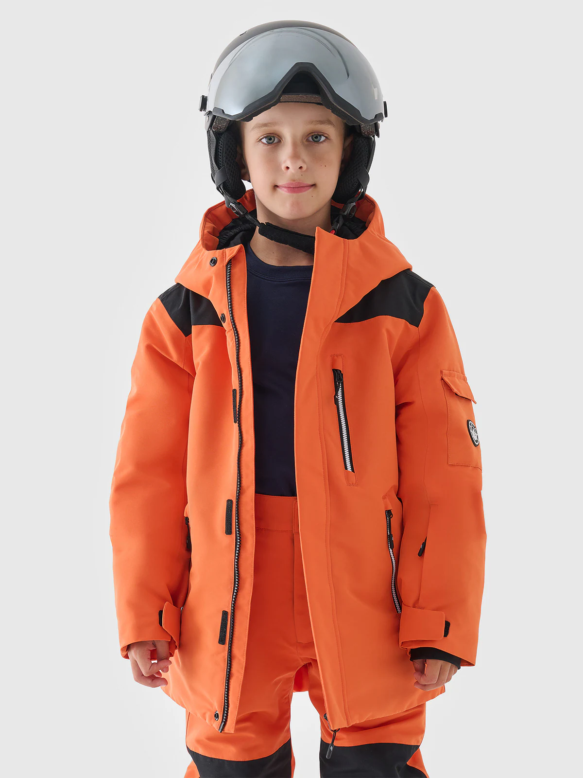 Kurtka snowboardowa membrana 8000 chłopięca - pomarańczowa