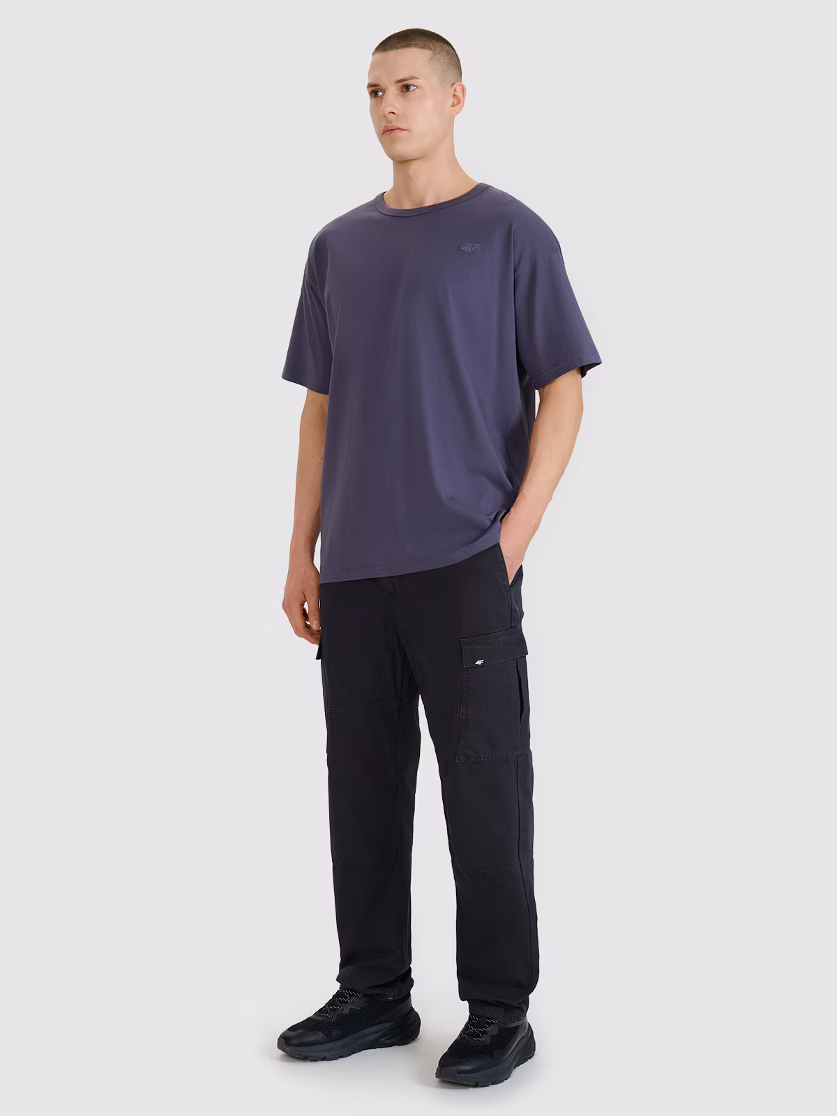 Spodnie casual cargo męskie - czarne