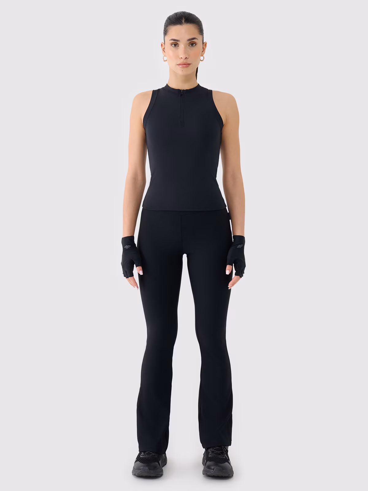 Crop-top slim damski - czarny