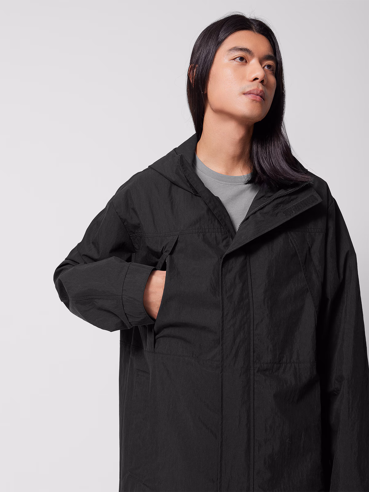 Parka przejściowa z kapturem męska Outhorn - czarna