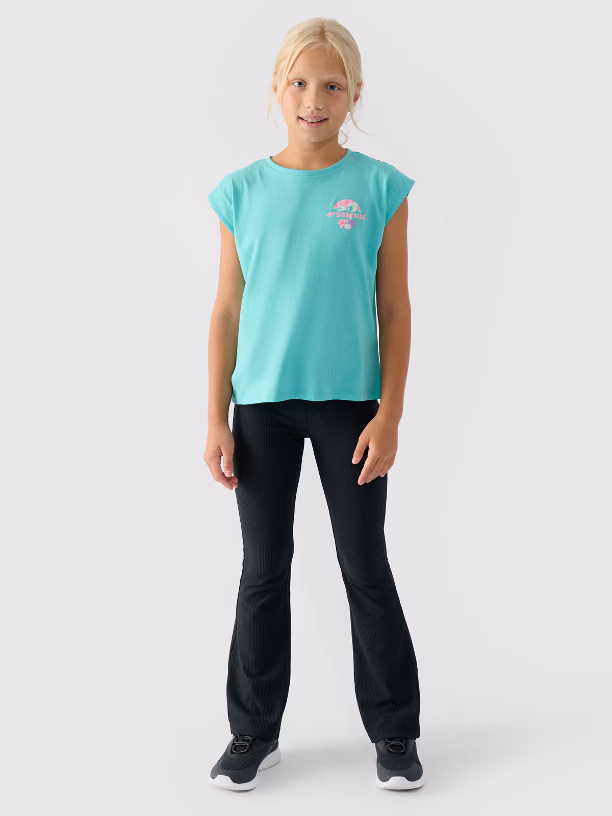 Top z nadrukiem dziewczęcy - turkusowy