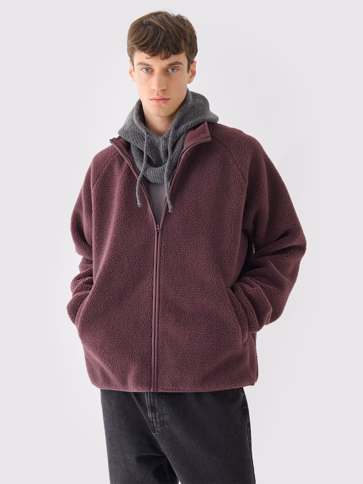 Polar sherpa rozpinany ze stójką męski Outhorn - czerwony