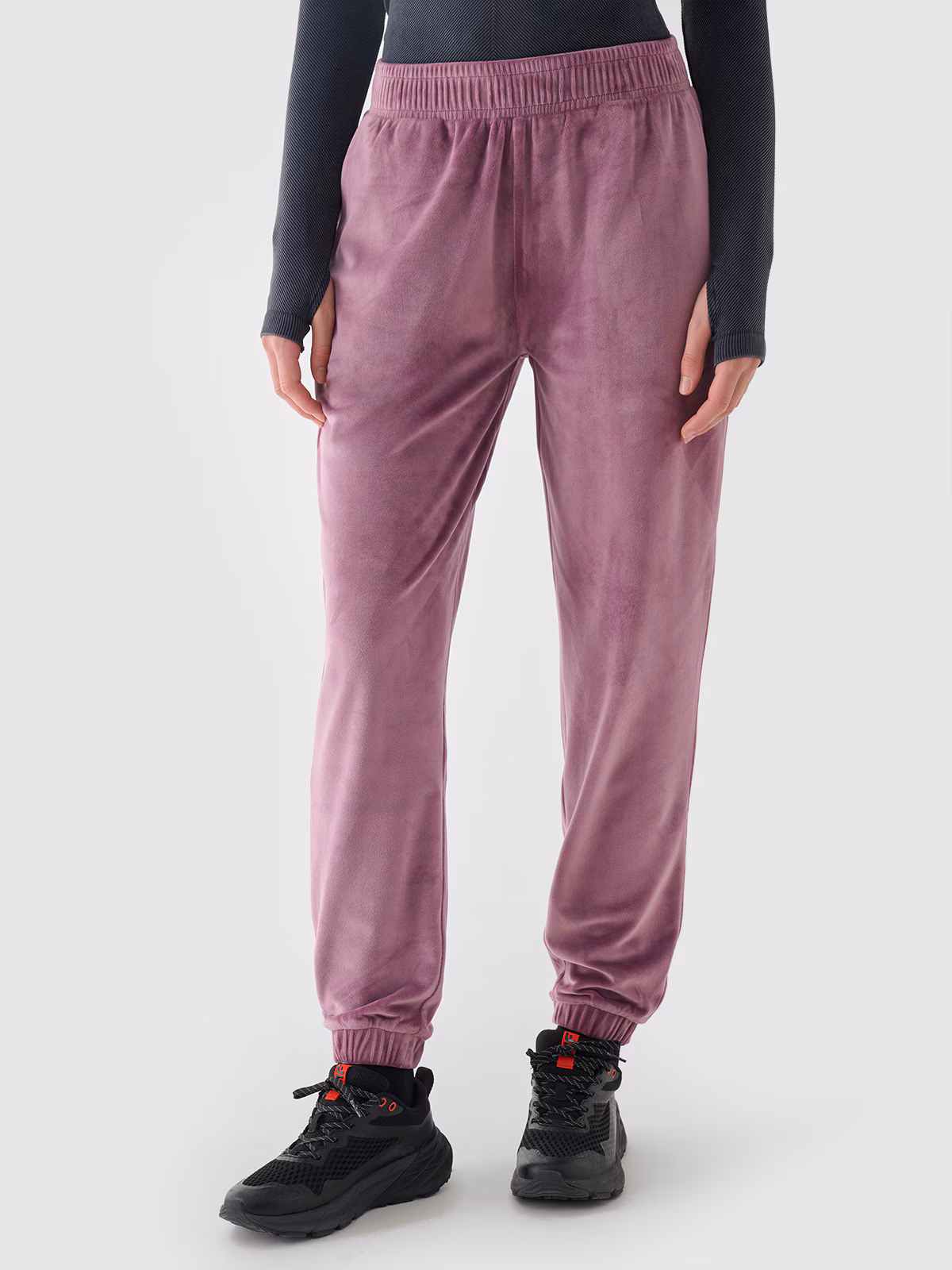Spodnie dresowe z weluru damskie - granatowe