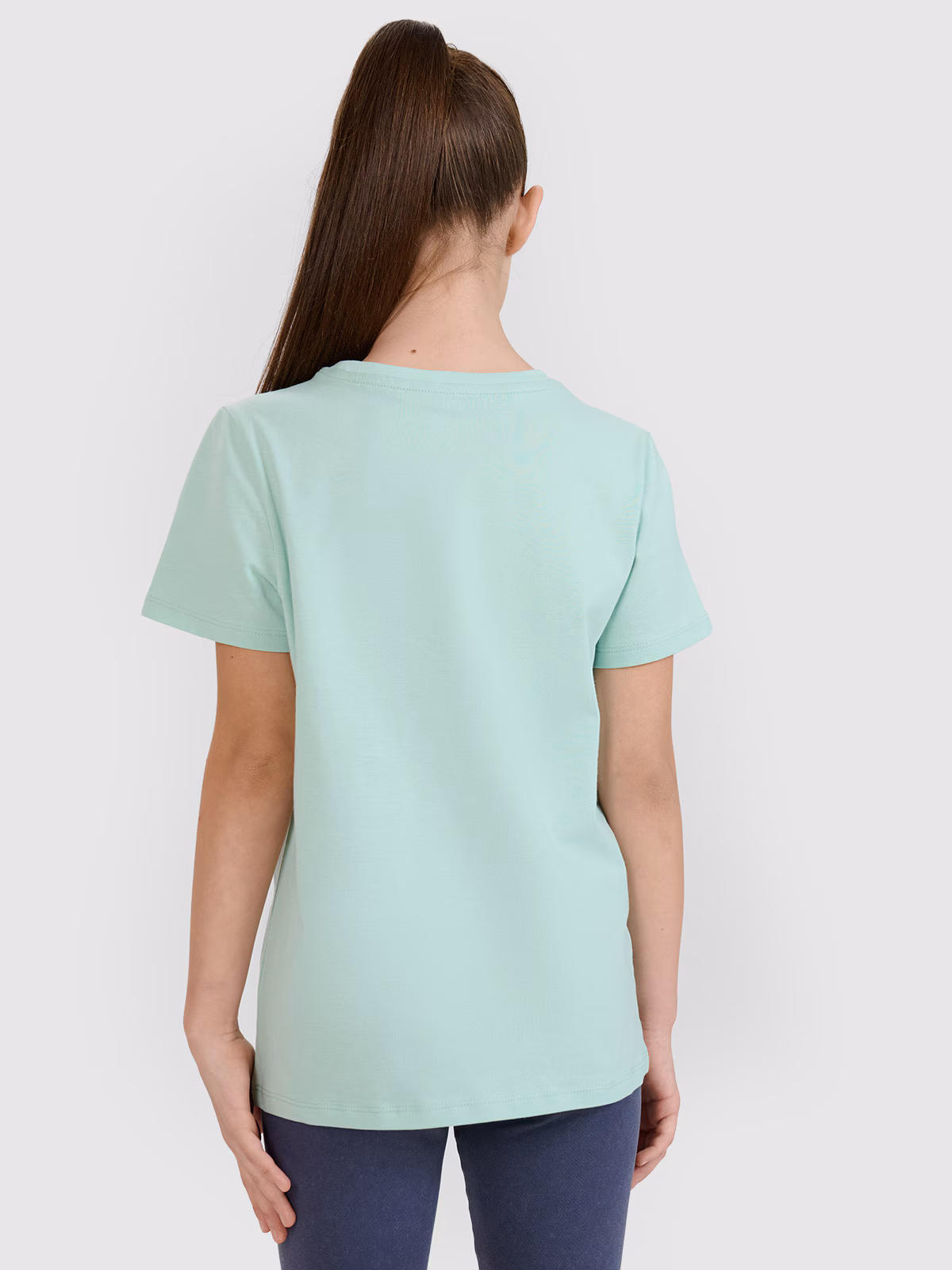 T-shirt regular gładki dziewczęcy - szary