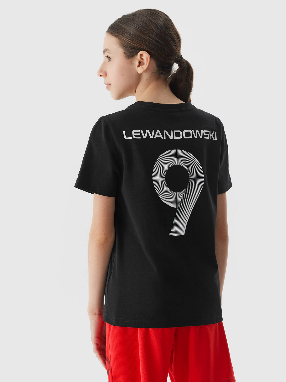 T-shirt z nadrukiem dziecięcy 4F x Robert Lewandowski - biały
