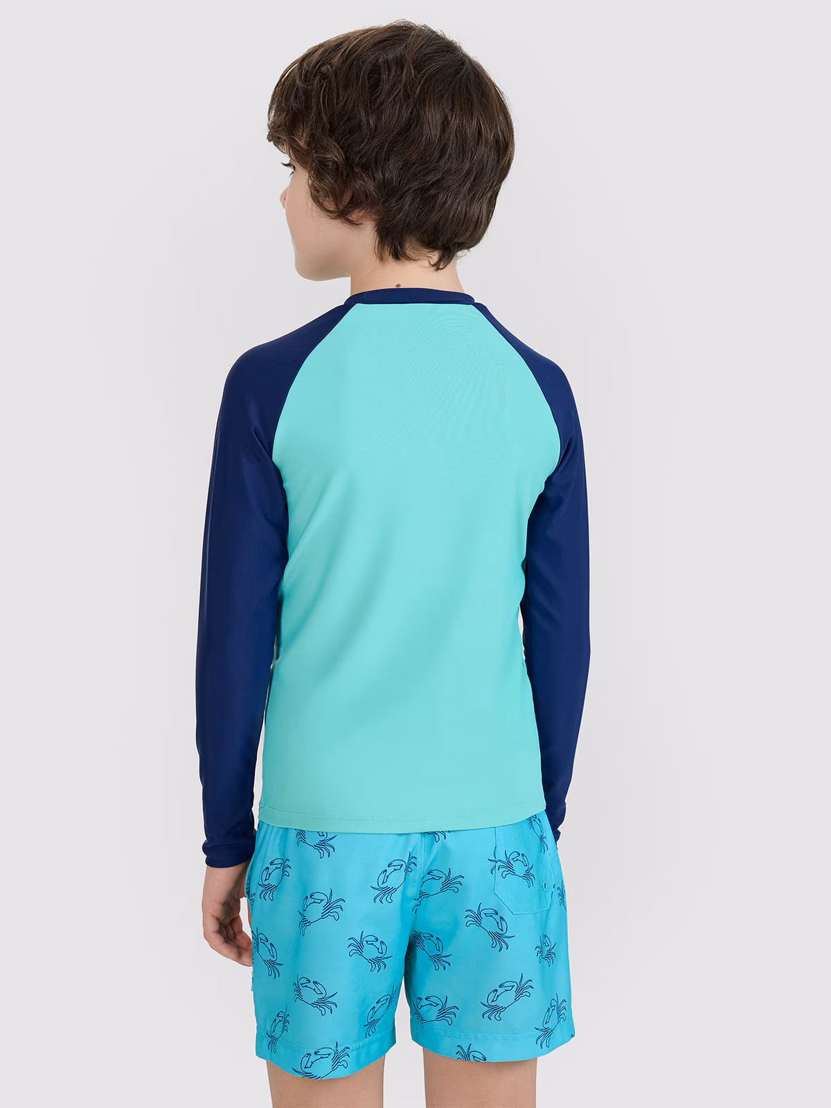 Longsleeve do pływania z nadrukiem chłopięcy - zielony