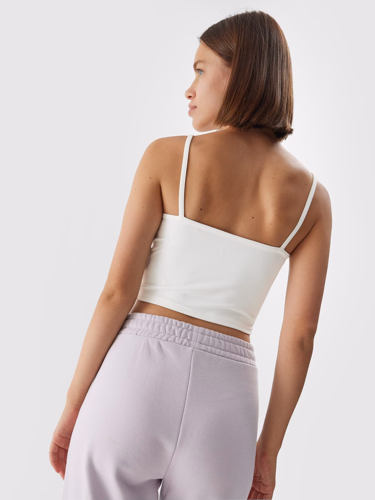 Crop-top slim gładki damski - fioletowy