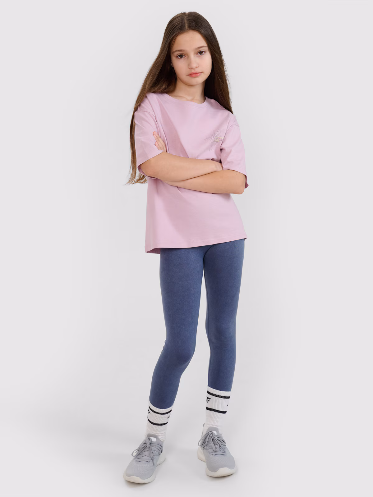 Legginsy dzianinowe dziewczęce - granatowa