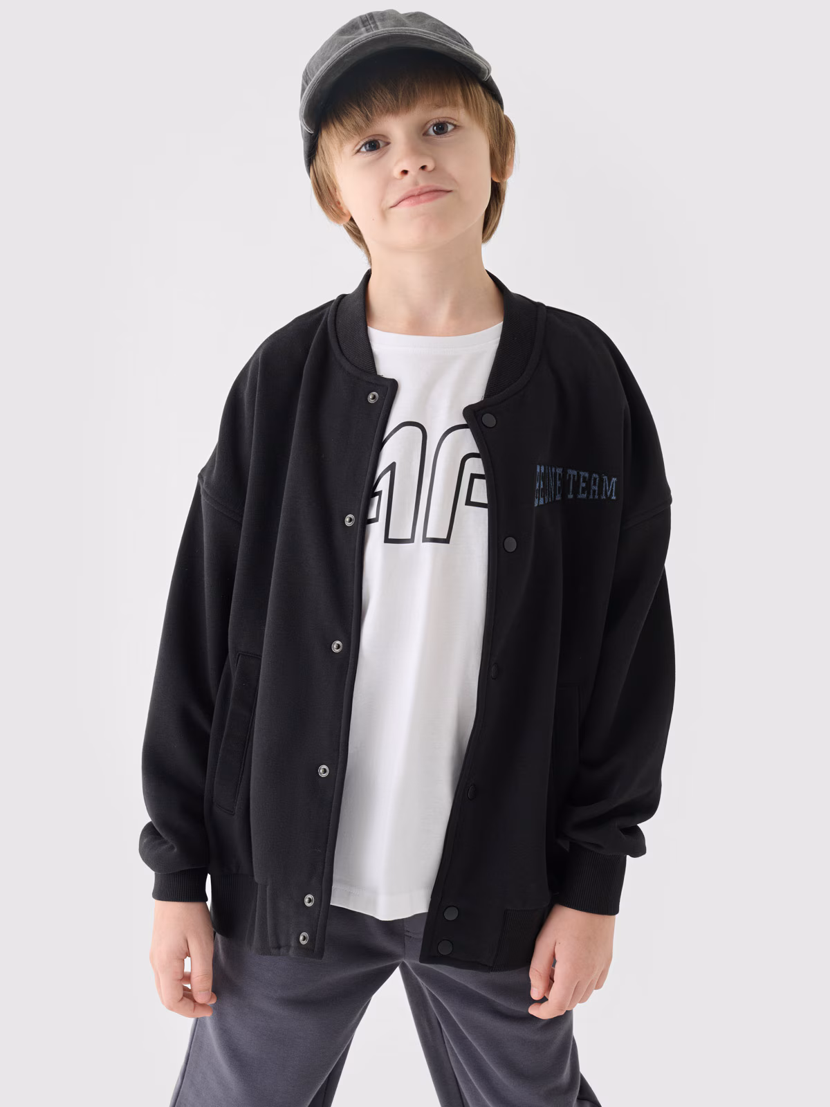 Bluza dresowa bejsbolowa chłopięca - czarna