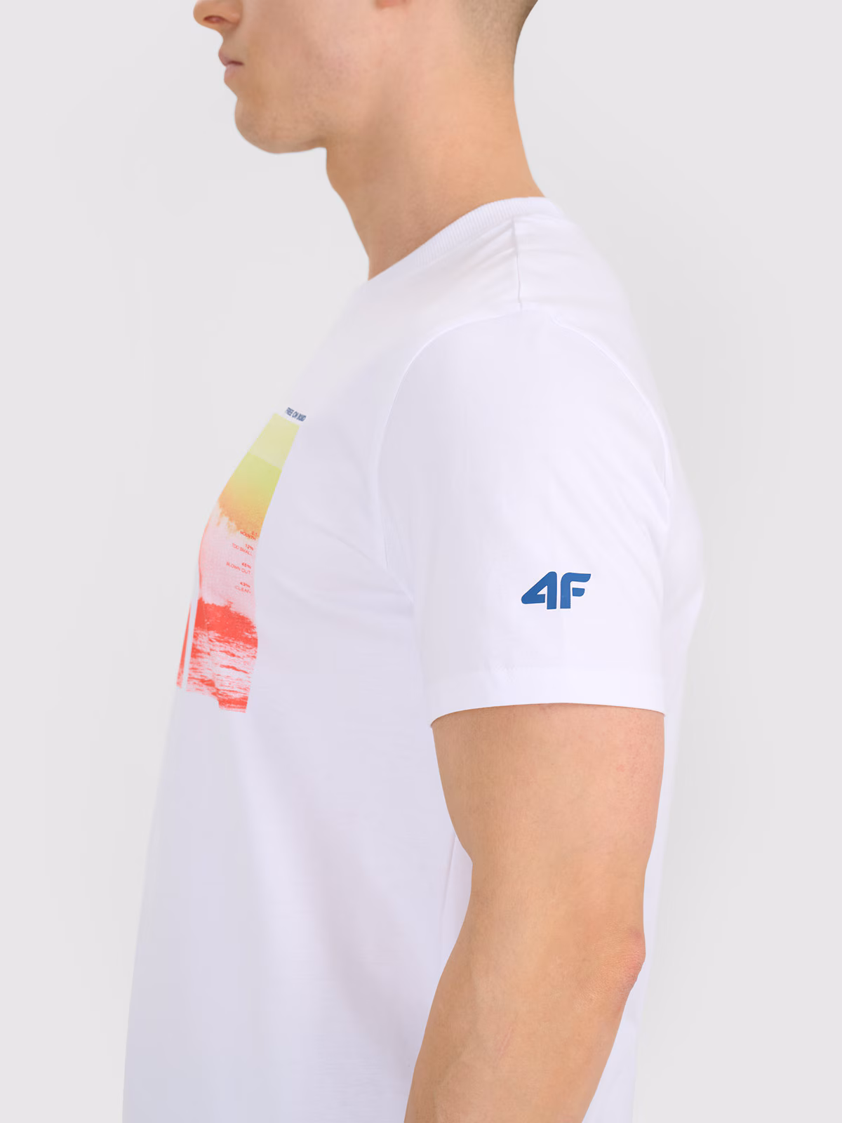 T-shirt regular z nadrukiem męski - turkusowy