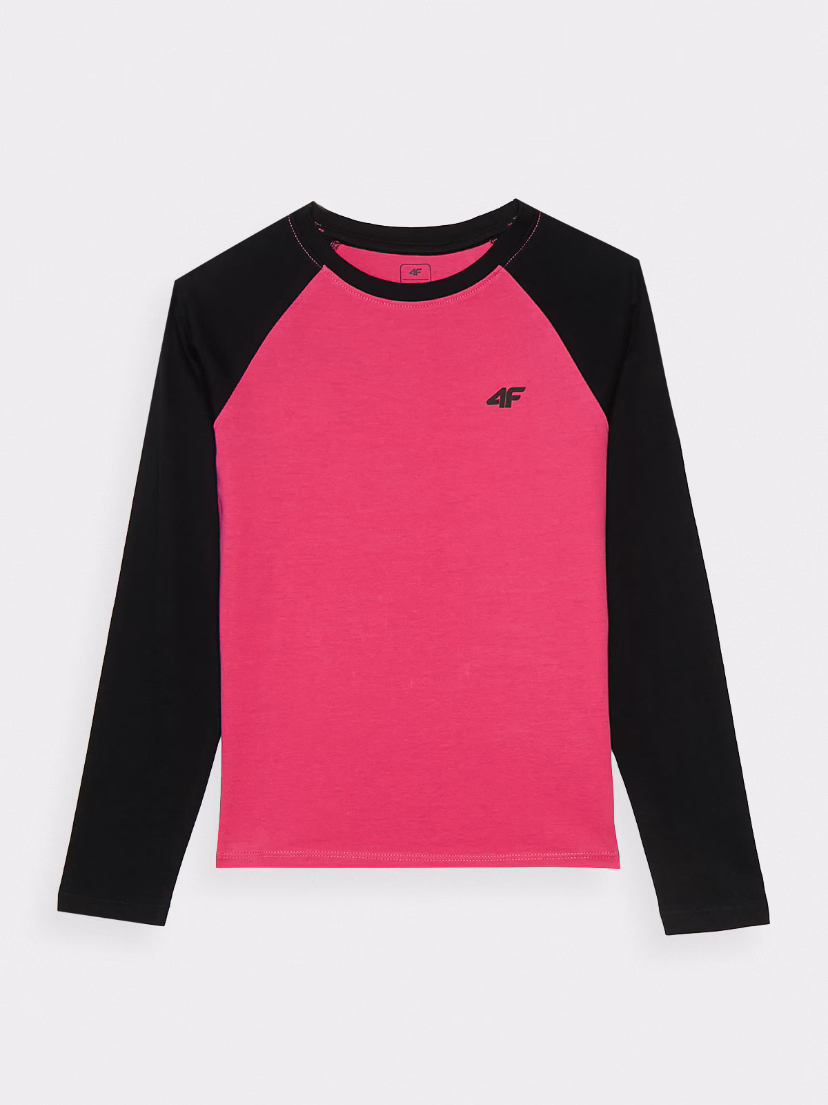 Longsleeve regular gładki dziewczęcy - różowy