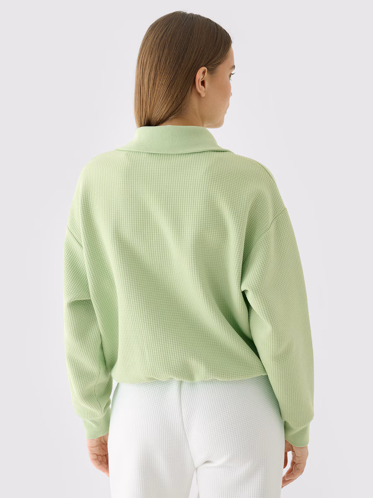 Bluza crop top rozpinana bez kaptura damska - zielona