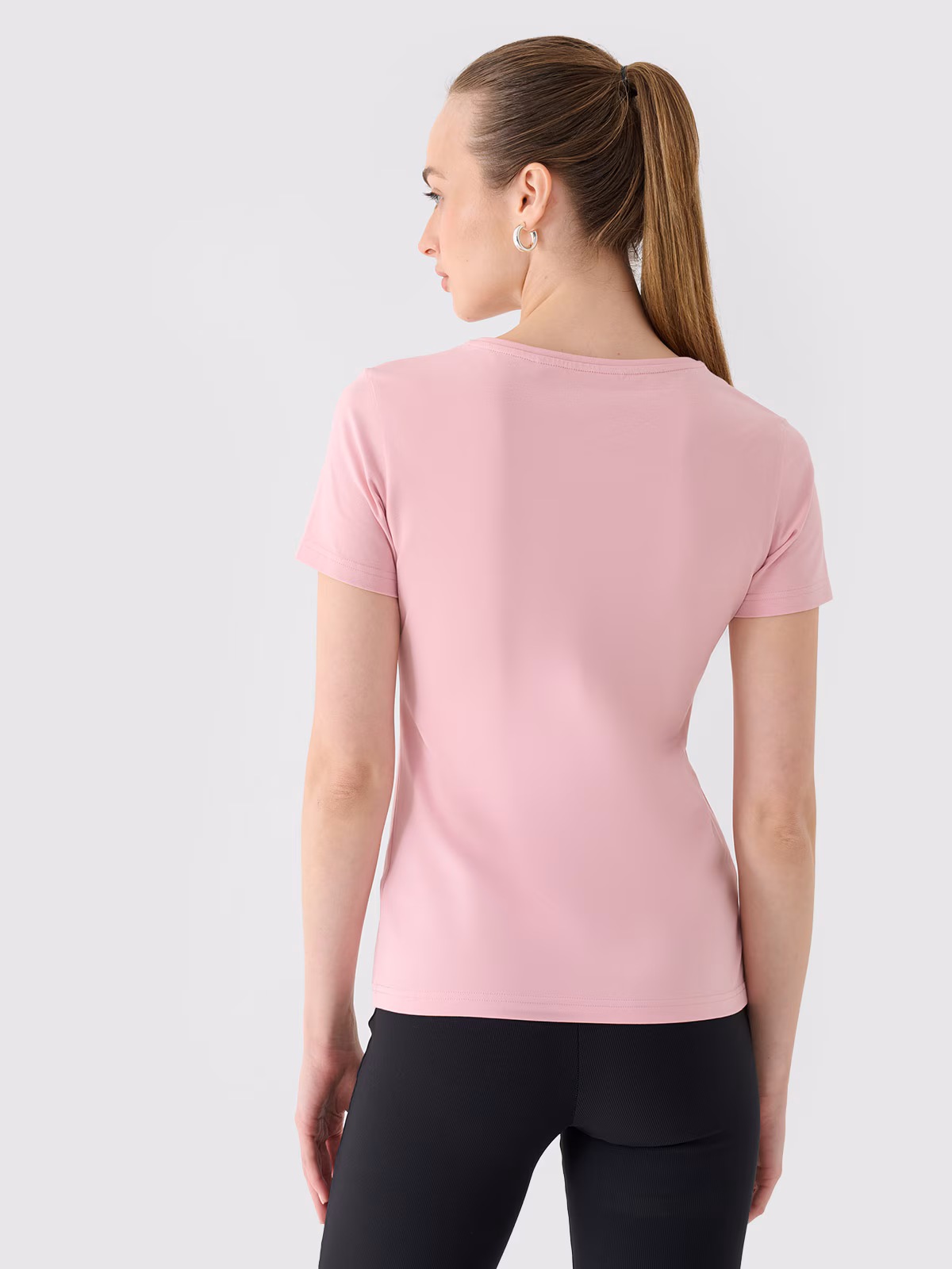 T-shirt slim gładki damski - czerwony