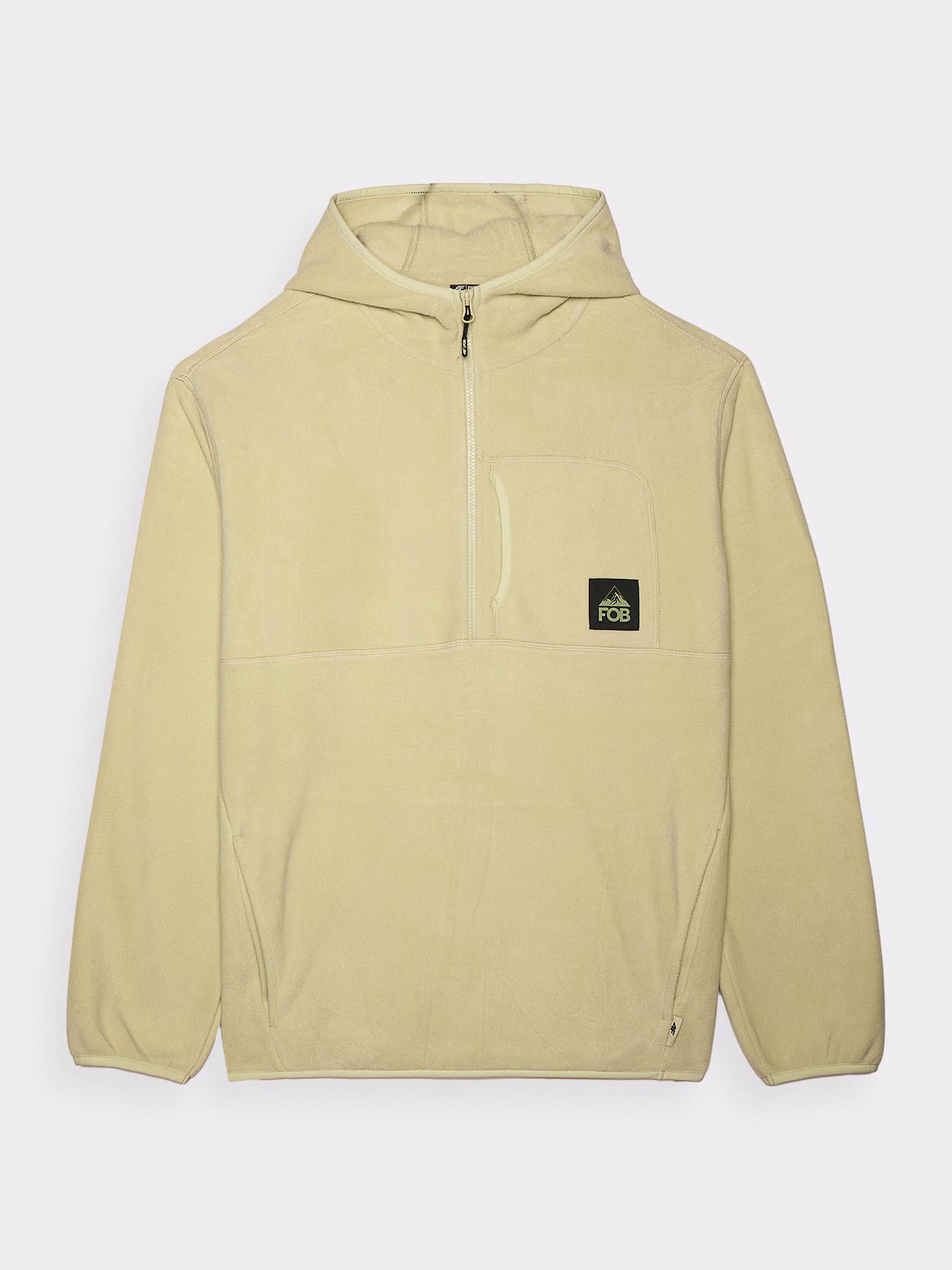 Polar z kapturem oversize męski - oliwkowy/khaki