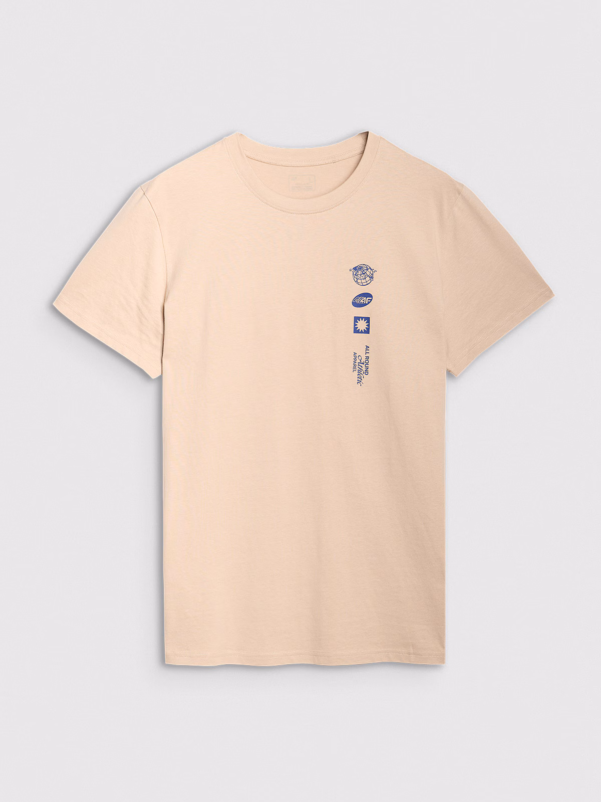 T-shirt regular z nadrukiem męski - beżowy