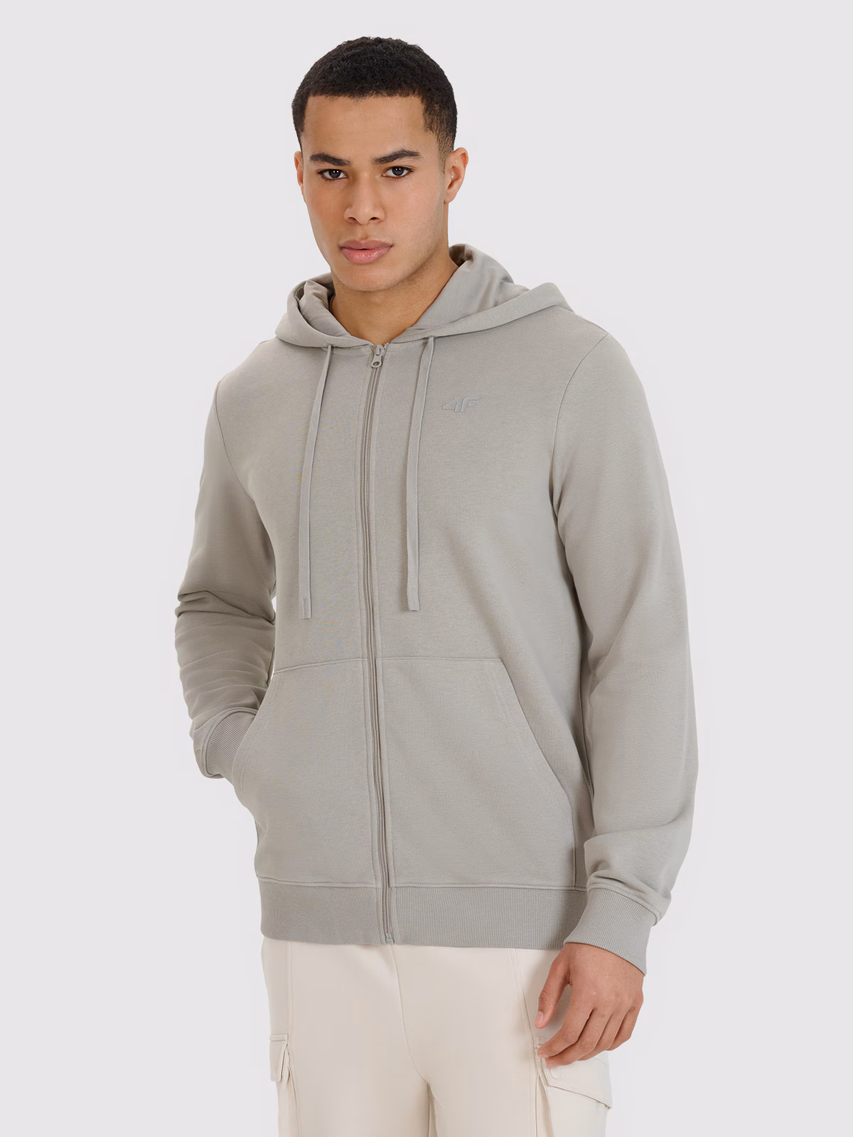 Bluza dresowa rozpinana z kapturem męska - szara