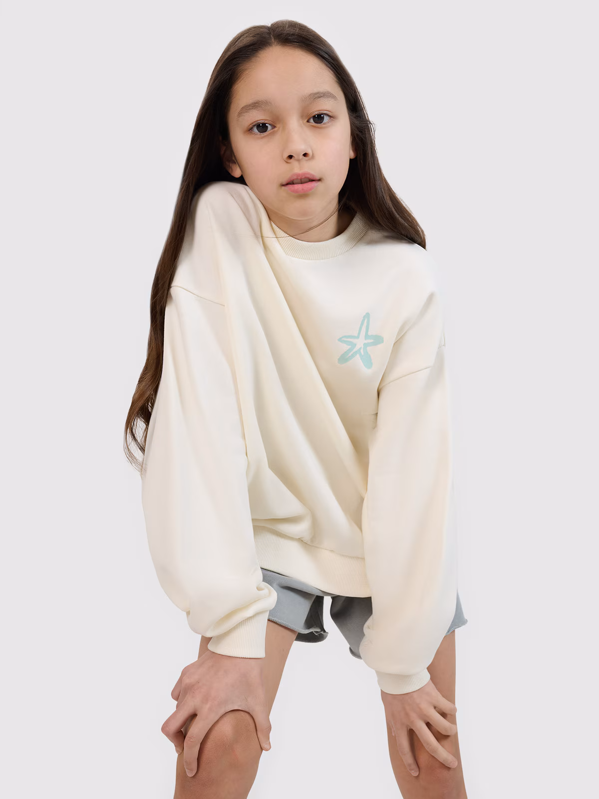 Bluza dresowa nierozpinana bez kaptura dziewczęca - różowa