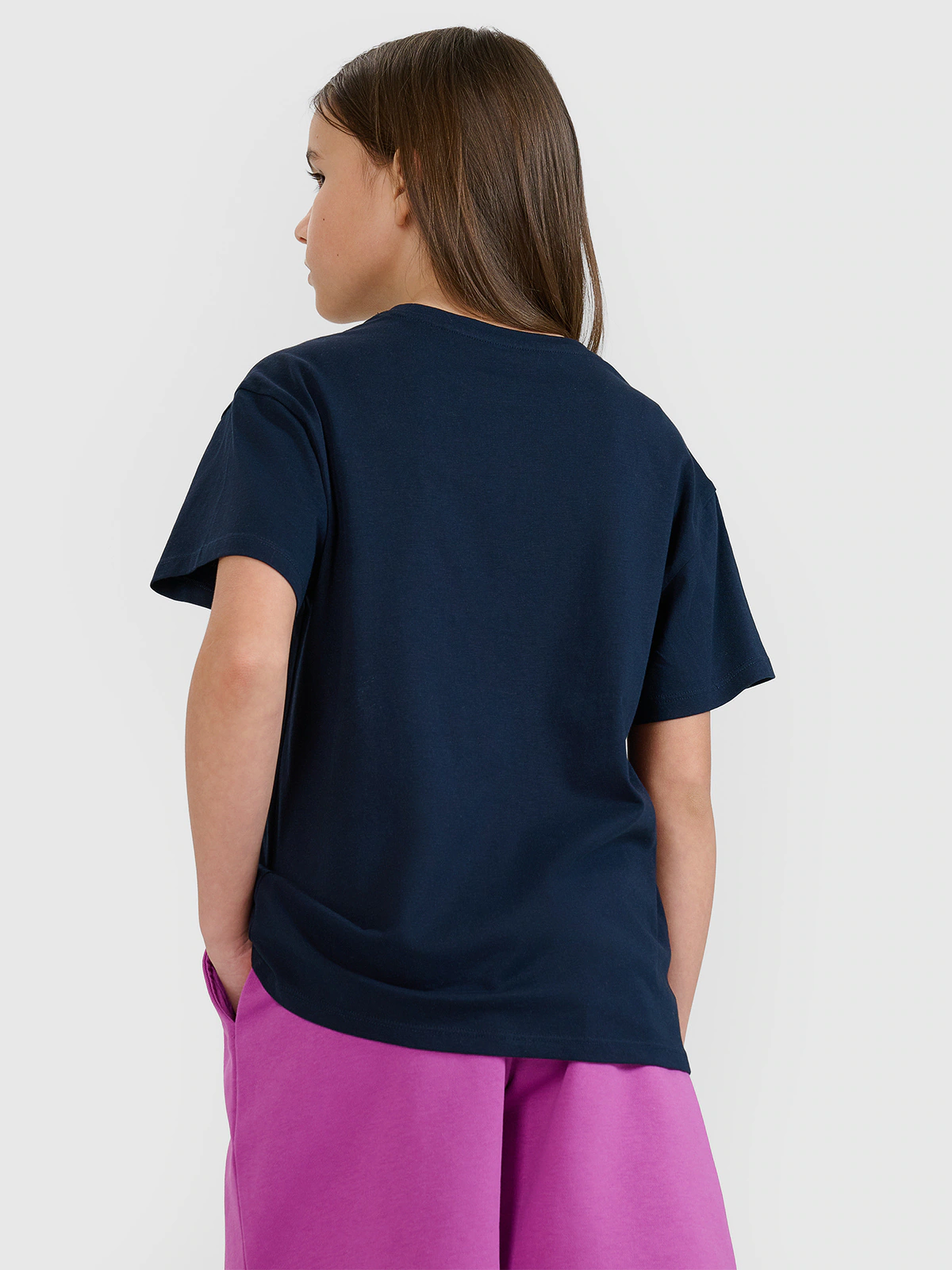 T-shirt oversize z nadrukiem dziewczęcy - szary