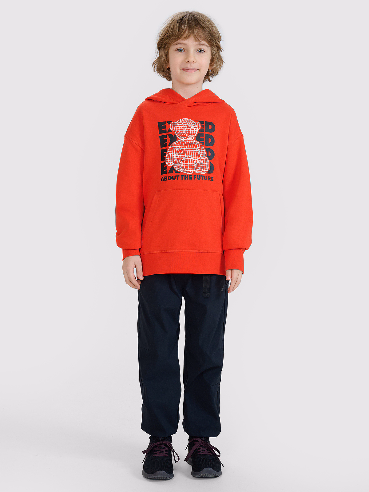 Bluza dresowa nierozpinana z kapturem chłopięca - czerwona