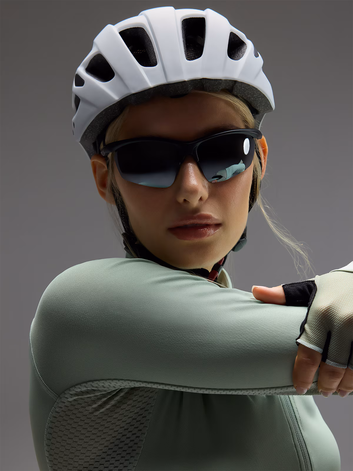 Longsleeve rowerowy rozpinany damski - turkusowy