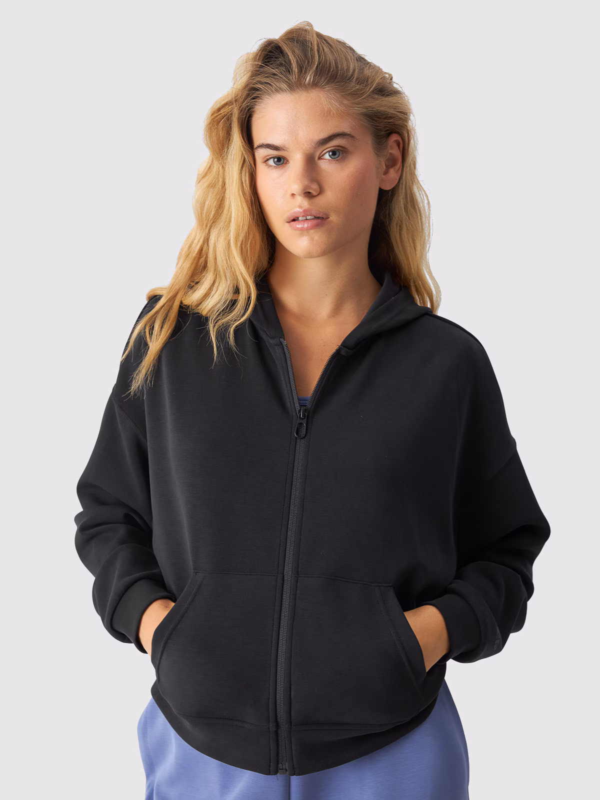 Bluza dresowa rozpinana z modalem damska - fioletowa